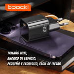 Cargador Toocki 20W Tipo C compatible con PD + QC Negro - Imagen 2