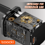 Cargador Toocki 20W Tipo C compatible con PD + QC Negro - Imagen 3