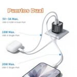 Cargador 20W Toocki Dual USB C + USB A Carga Rápida - Imagen 4